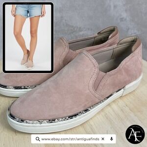 Naturalizer Jade Blush Pink Suede Slip On Sneakers Snakeskin Trim Womens 7M